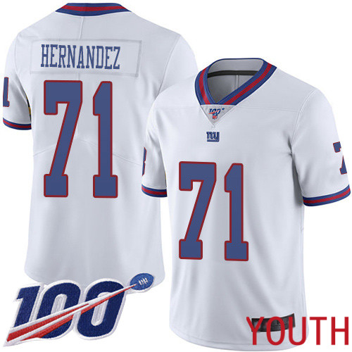 Youth New York Giants 71 Will Hernandez Limited White Rush Vapor Untouchable 100th Season Football NFL Jersey